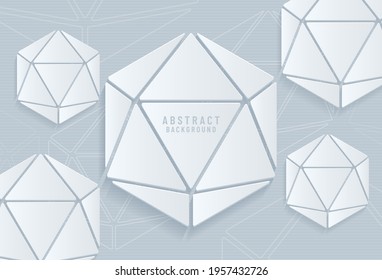 Abstract realistic background with geometric object. abstract trendy technology of gradient white and gray hexagonal element pattern artwork design background