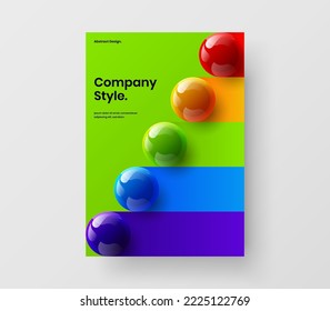 Abstract realistic balls banner layout. Multicolored company brochure design vector illustration.