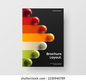 Resumen del concepto de folletos de bolas realistas. Diseño vectorial de diseño A4 de la portada de la empresa premium.