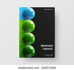 Abstract realistic balls corporate brochure template. Simple magazine cover vector design layout.