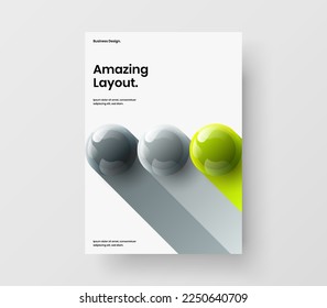 Abstract realistic balls handbill concept. Modern company cover vector design illustration.