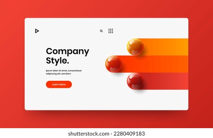 Abstract realistic balls horizontal cover template. Minimalistic website design vector illustration.
