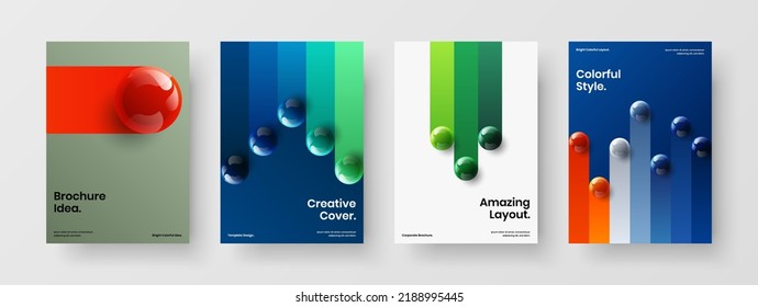 Resumen de la composición del concepto de bolas postales realistas. Increíble colección de plantillas vectoriales de diseño de afiches.