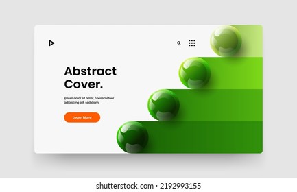 Abstract realistic balls site screen layout. Colorful annual report vector design illustration.