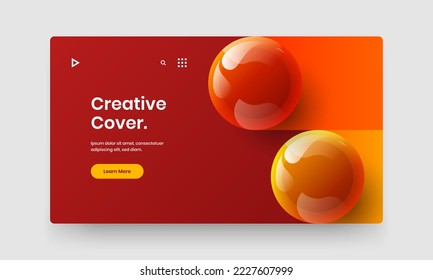 Abstract realistic balls web banner template. Original horizontal cover vector design concept.