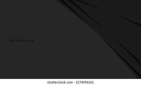 Abstract realistic black background, papercut effect. Overlap gradient dark layer with shadow. Vector illustration