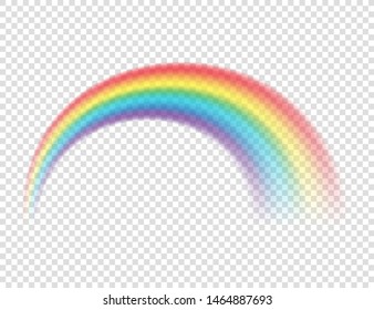 Abstract Realistic Cartoon Colorful Rainbow on Transparent Background. Vector illustration.
