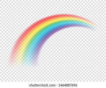 Abstract Realistic Cartoon Colorful Rainbow on Transparent Background. Vector illustration.