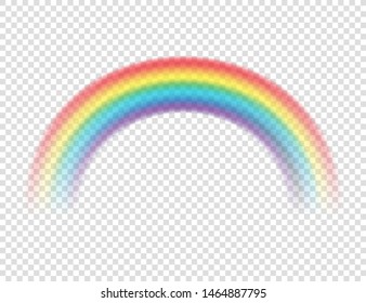 Abstract Realistic Cartoon Colorful Rainbow on Transparent Background. Vector illustration.