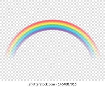 Abstract Realistic Cartoon Colorful Rainbow on Transparent Background. Vector illustration.