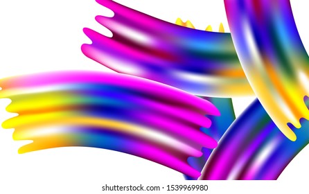 Abstract Realistic Creative Neon Pink, Blue, Violet Background. Minimal Watercolor Layout. Modern Digital Pattern with Rainbow Brush Strokes. Light Template for Cover, Poster, Banner, Greeting Card.