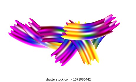 Abstract Realistic Creative Neon Pink, Blue, Violet Background. Modern Digital Pattern with Rainbow Brush Strokes. Minimal Watercolor Layout. Light Template for Cover, Poster, Banner, Greeting Card.