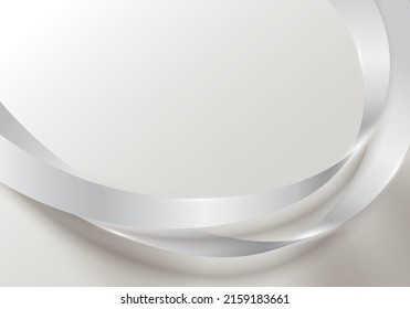 Abstract realistic elegant white ribbon wave lines on clean background luxury style. Vector illustration