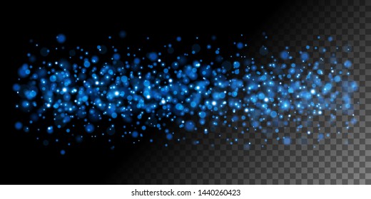 Abstract realistic glitter sparkles lights bokeh effect on transparent background vector illustration. Good for overlays for any images.