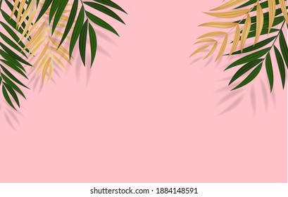 Abstract Realistic Green Palm Leaf Tropical Background. Vector illustration