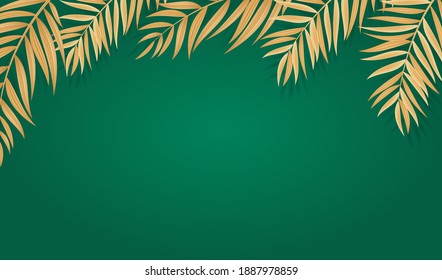 Abstract Realistic Green Palm Leaf Tropical Background. Vector illustration
