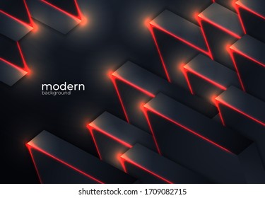 Abstract realistic layered paper cut decoration black background 