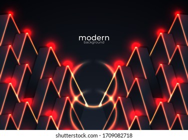 Abstract realistic layered paper cut decoration black background 