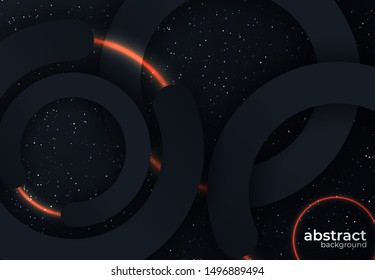 Abstract realistic layered papercut decoration black background with geometric style design