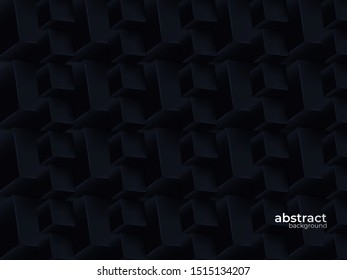 Abstract realistic layered papercut decoration black background with geometric style design