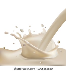 Abstract realistic milk drop with splashes. vector