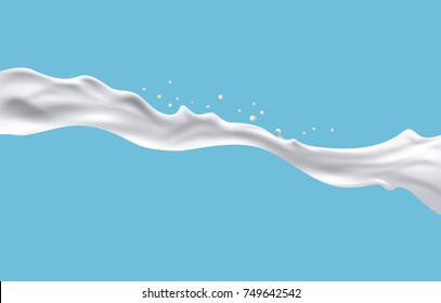 Abstract realistic milk on blue background. Vector illustration