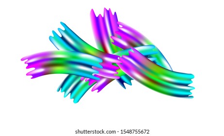 Abstract Realistic Modern Digital Pattern with Rainbow Brush Strokes. Light Template for Cover, Poster, Banner, Greeting Card. Creative Neon Pink, Blue, Violet Background. Minimal Watercolor Layout.