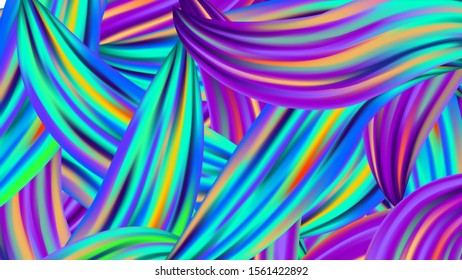 Abstract Realistic Modern Digital Pattern with Rainbow Brush Strokes. Light Template for Cover, Poster, Banner, Greeting Card. Minimal Watercolor Layout. Creative Neon Pink, Blue, Violet Background.