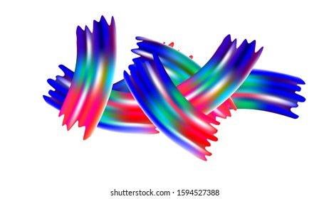 Abstract Realistic Modern Digital Pattern with Rainbow Brush Strokes. Creative Neon Pink, Blue, Violet Background. Light Template for Cover, Poster, Banner, Greeting Card. Minimal Watercolor Layout.