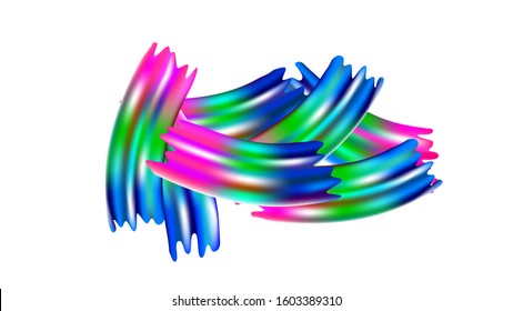 Abstract Realistic Modern Digital Pattern with Rainbow Brush Strokes. Light Template for Cover, Poster, Banner, Greeting Card. Creative Neon Pink, Blue, Violet Background. Minimal Watercolor Layout.