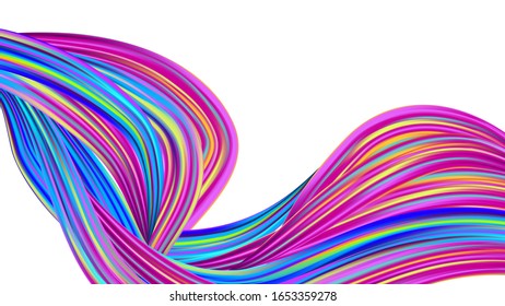 Abstract Realistic Modern Digital Pattern with Rainbow Brush Strokes. Minimal Watercolor Layout. Light Template for Cover, Poster, Banner, Greeting Card. Creative Neon Pink, Blue, Violet Background.