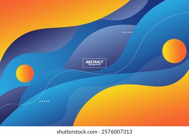 Abstract and realistic orange and blue wave background. Fluid pattern design. Vector Eps10