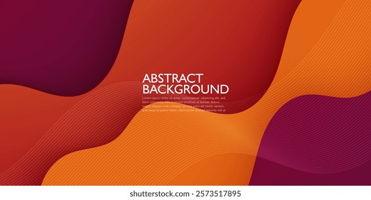 Abstract realistic orange and purple wave background. Fluid pattern design. Eps10 vector