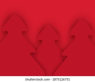 Abstract realistic paper art with Christmas trees background vector illustration