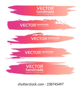Abstract realistic pink gouache strokes paint isolated on white background