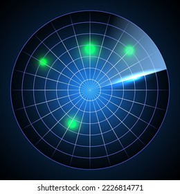 Abstract realistic radar screen background.Radar screen