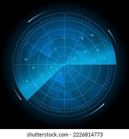 Abstract realistic radar screen background.Radar screen