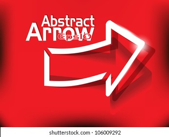 Abstract realistic shiny arrow design elements in red background.