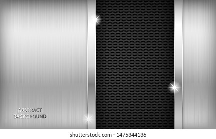 Abstract realistic silver background on dark metal.