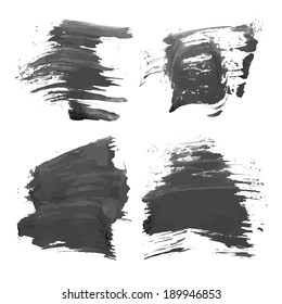 Abstract realistic smears black ink on white paper 1