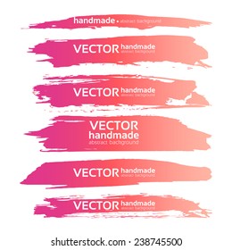 Abstract realistic smears pink gouache paint set on white paper 1