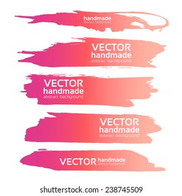 Abstract realistic smears pink gouache isolated on white background