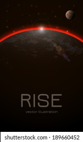 Abstract Realistic Space Sunset Background. Vector illustration