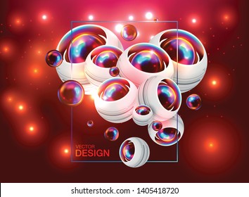 Abstract realistic spheres background, vector illustration