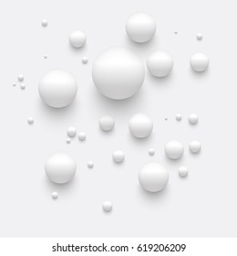 Abstract realistic spheres background, vector illustration