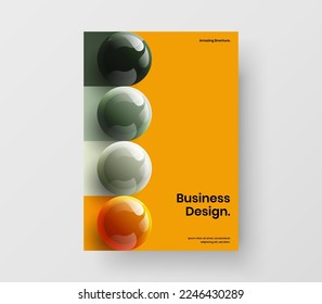 Abstract realistic spheres book cover layout. Clean presentation A4 vector design concept.