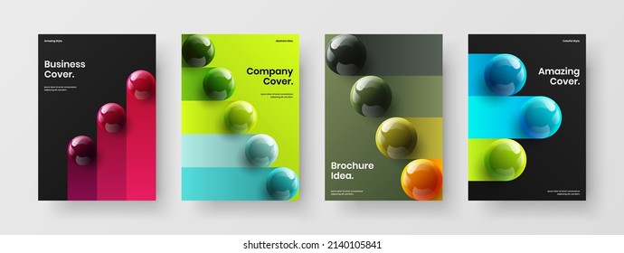 Resumen de la colección de diseño de folletos de esferas realistas. Folleto de la empresa simple conjunto de ilustraciones de diseño vectorial A4.
