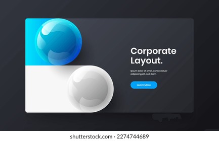 Abstract realistic spheres brochure illustration. Premium booklet design vector layout.