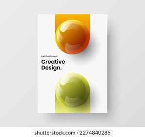 Abstract realistic spheres company identity concept. Vivid catalog cover vector design template.