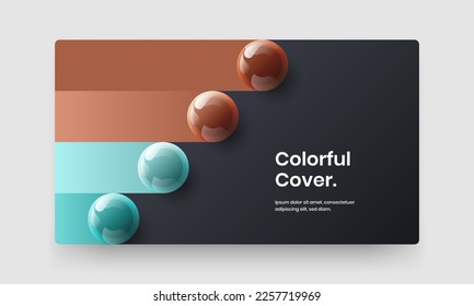 Abstract realistic spheres flyer illustration. Modern catalog cover vector design template.